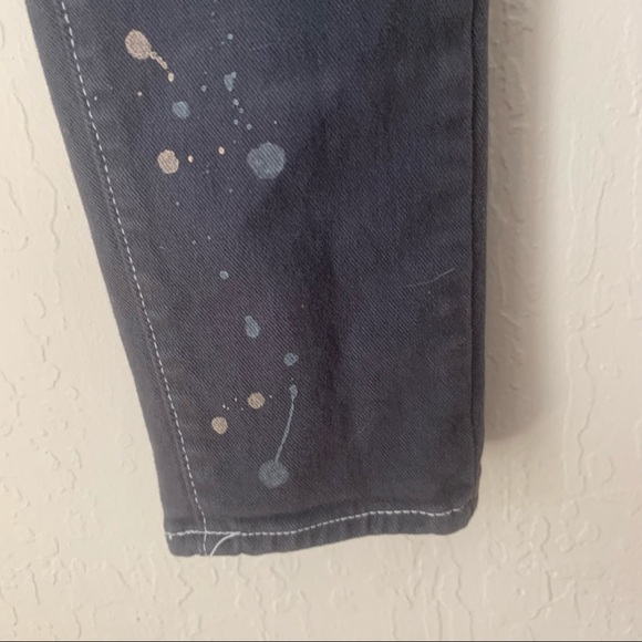 HP🎉 PAIGE Edgemont Grey Zip Paint Splatter Skinny Jeans Size 27 - Picture 12 of 15